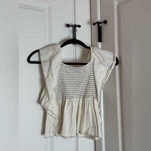 Zara White Top with Black Stripes